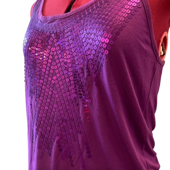 TRISTAN - Tank top Camisole Purple with Sequins in the front Large - Picture 3 of 9